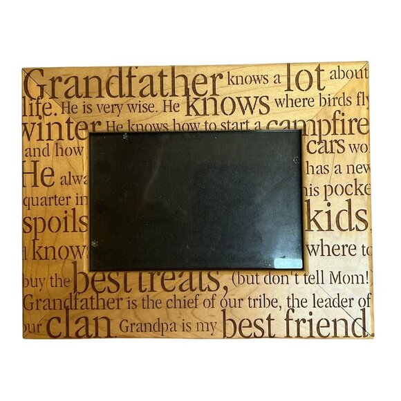 Lot of 2 Picture Frames Grandpa Wood Holds 4 X 6”, Grandkids Metal Holds 5 X 7" - Picture 5 of 6